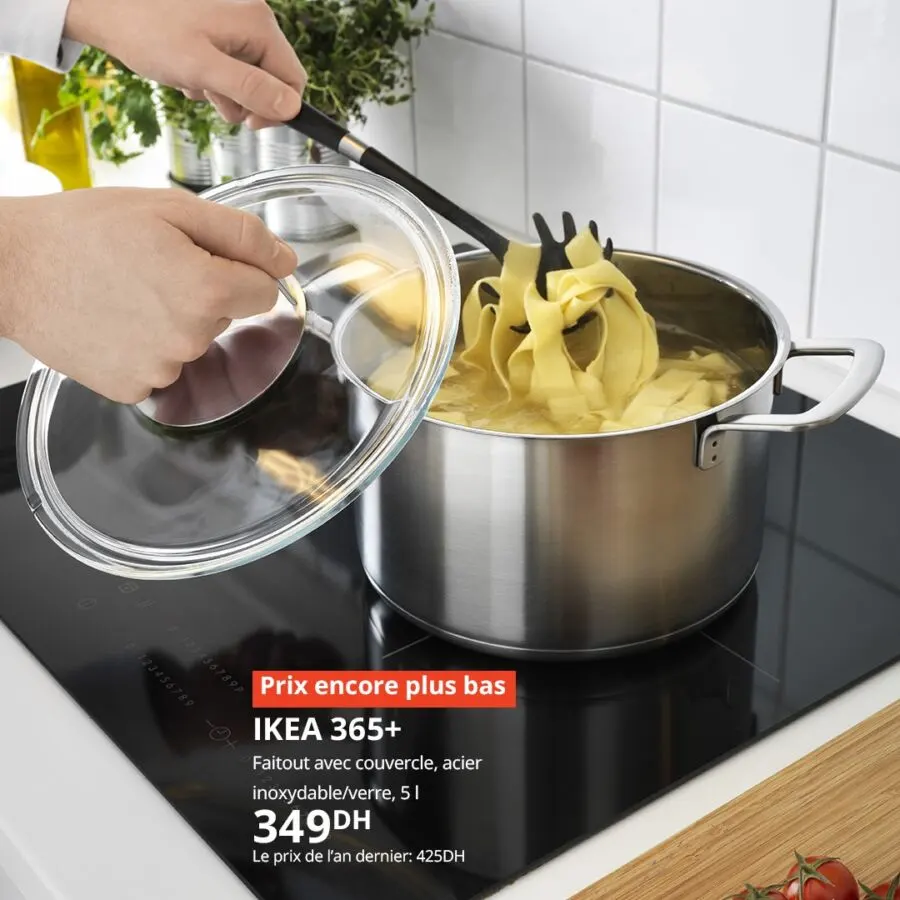 Soldes Ikea Maroc Faitout avec couvercle IKEA 365+ 5L 349Dhs au lieu de 425Dhs