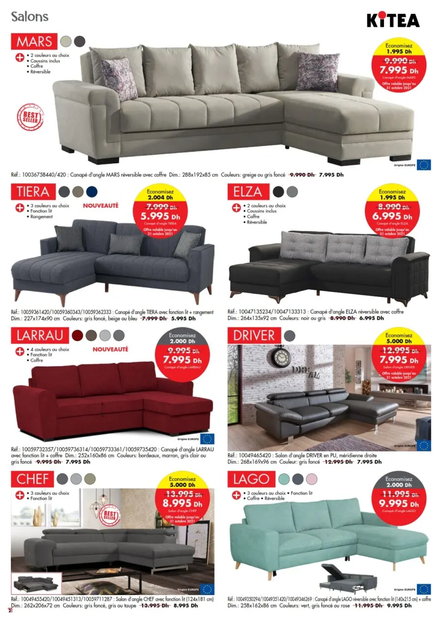 Catalogue Kitea Spécial Offre Canapé/SOFA jusqu'au 31 Octobre 2021