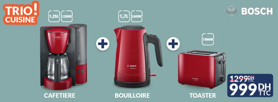 Soldes Cosmos Electro Trio cuisine BOSCH 999Dhs au lieu de 1299Dhs