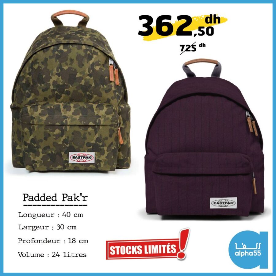 Soldes Alpha55 Sac à dos EASTPAK 362Dhs au lieu de 725Dhs