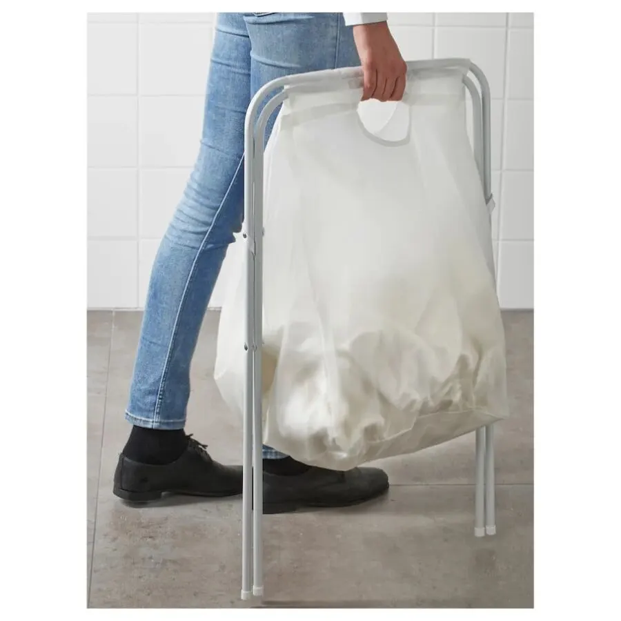 Soldes Ikea Maroc Sac à linge et support blanc 70L JÄLL 45Dhs au lieu de 59Dhs