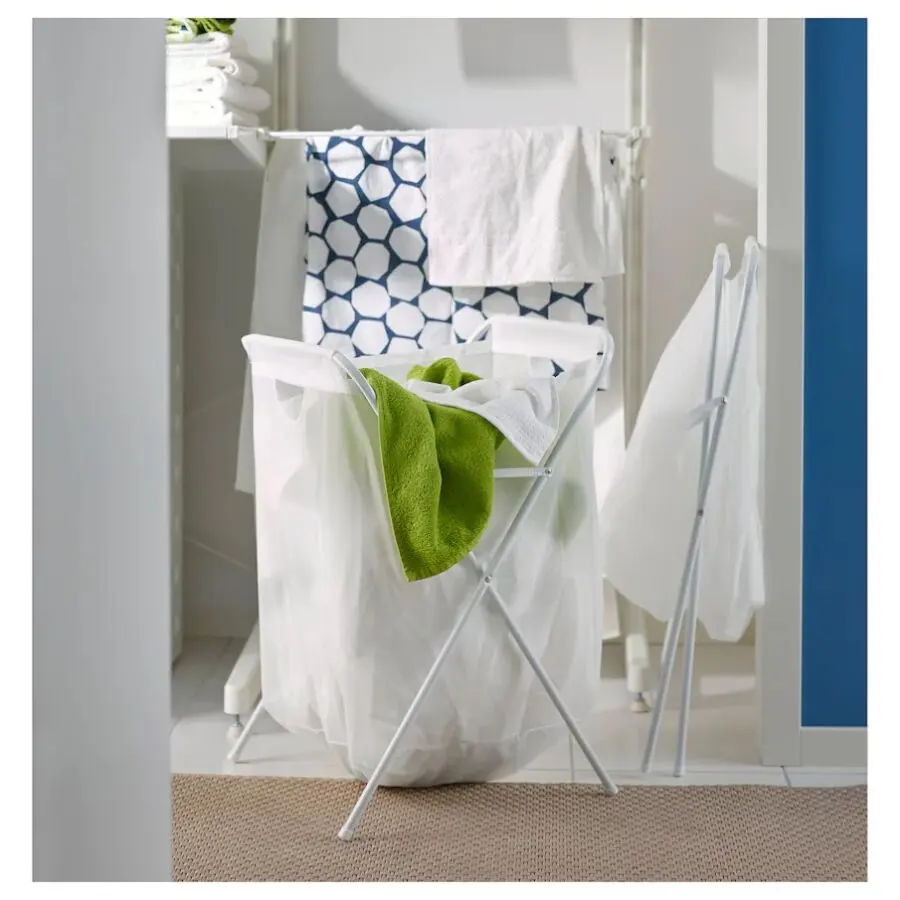 Soldes Ikea Maroc Sac à linge et support blanc 70L JÄLL 45Dhs au lieu de 59Dhs