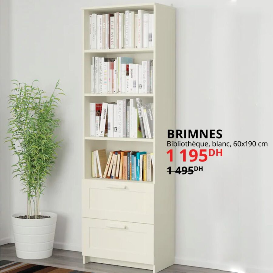 Soldes Ikea Maroc Bibliothèque blanche BRIMNES 1195Dhs au lieu de 1495Dhs