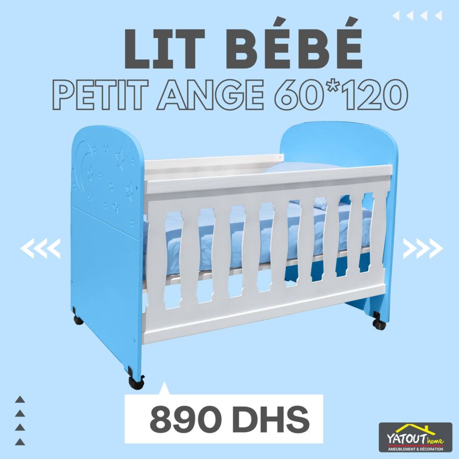 Nouveau offre chez Yatout Home Lit bébé PETIT ANGE 60x120 à 890Dhs