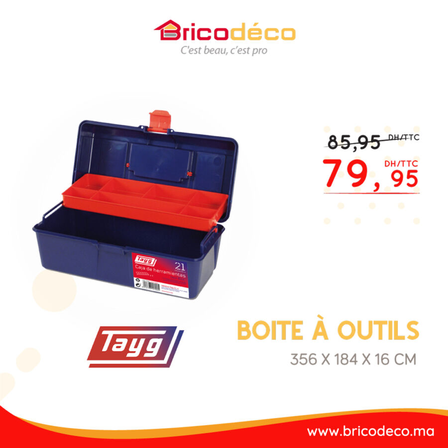 Flyer Bricodéco Spécial Boite à outils Marque TAYG à partir de 45Dhs