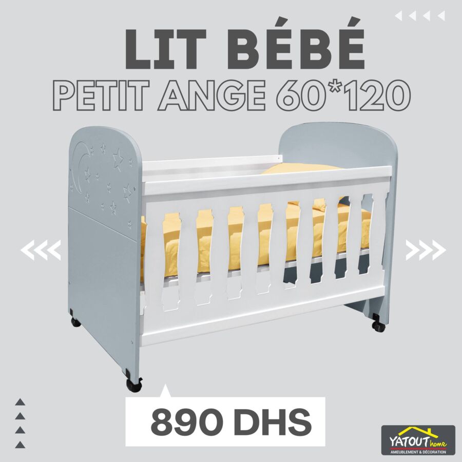 Nouveau offre chez Yatout Home Lit bébé PETIT ANGE 60x120 à 890Dhs