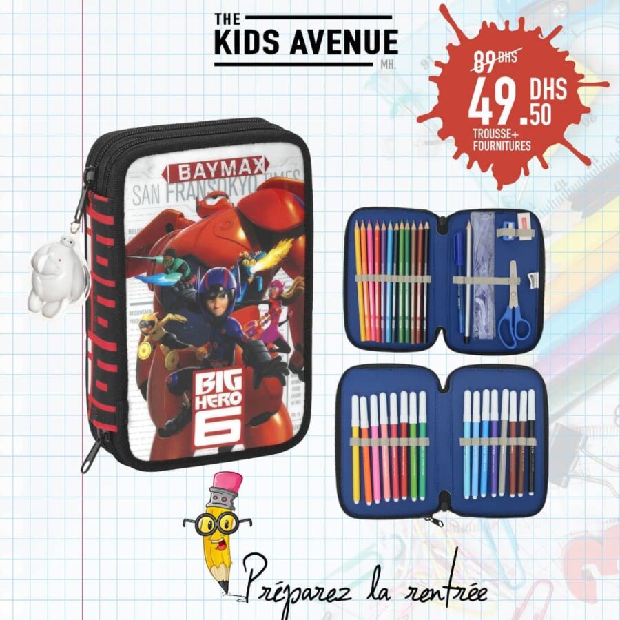 Soldes Kids Avenue MH Trousse + fournitures 49.5Dhs au lieu de 89Dhs