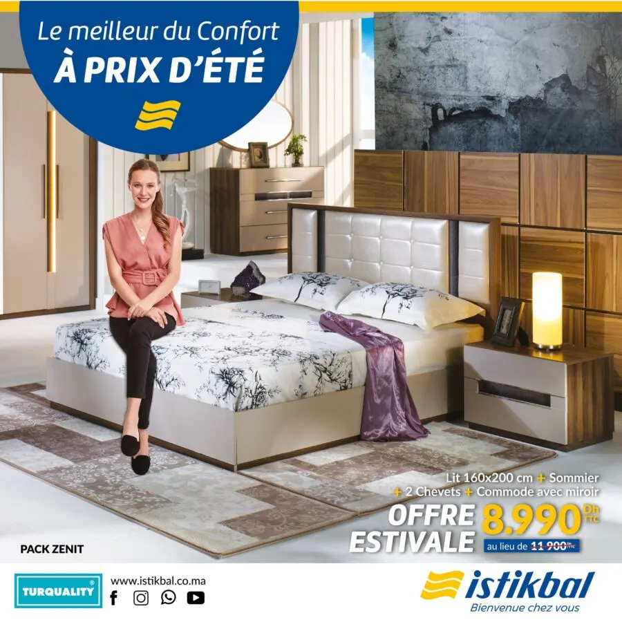 Offre estivale Istikbal Maroc Pack ZENT 8990Dhs au lieu de 121900Dhs