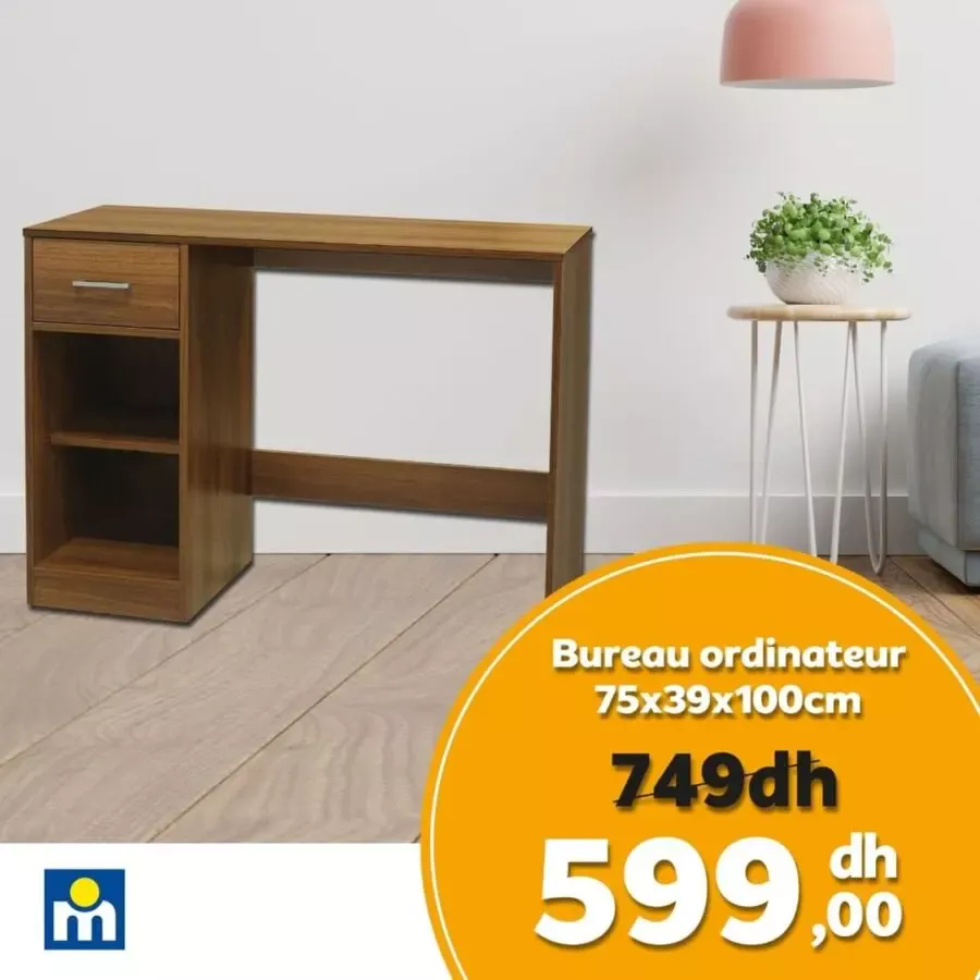 Soldes Marjane Bureau pour ordinateur 599Dhs au lieu de 749Dhs