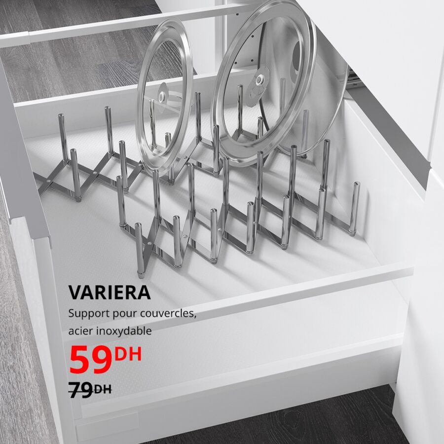 Soldes Ikea Maroc Support pour couvercles acier inoxydable VARIERA 59Dhs au lieu de 79Dhs