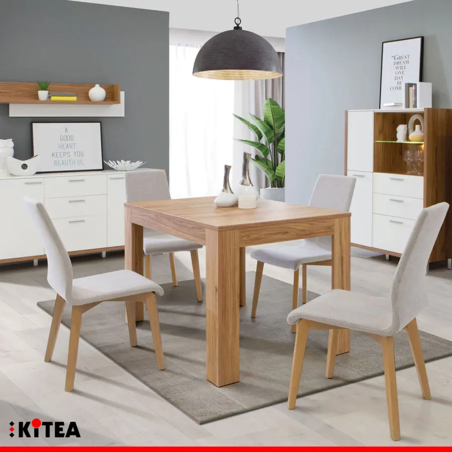 Soldes kitea Table à manger extensible FREETOWN Chêne beige et blanc 2250Dhs au lieu de 2695Dhs