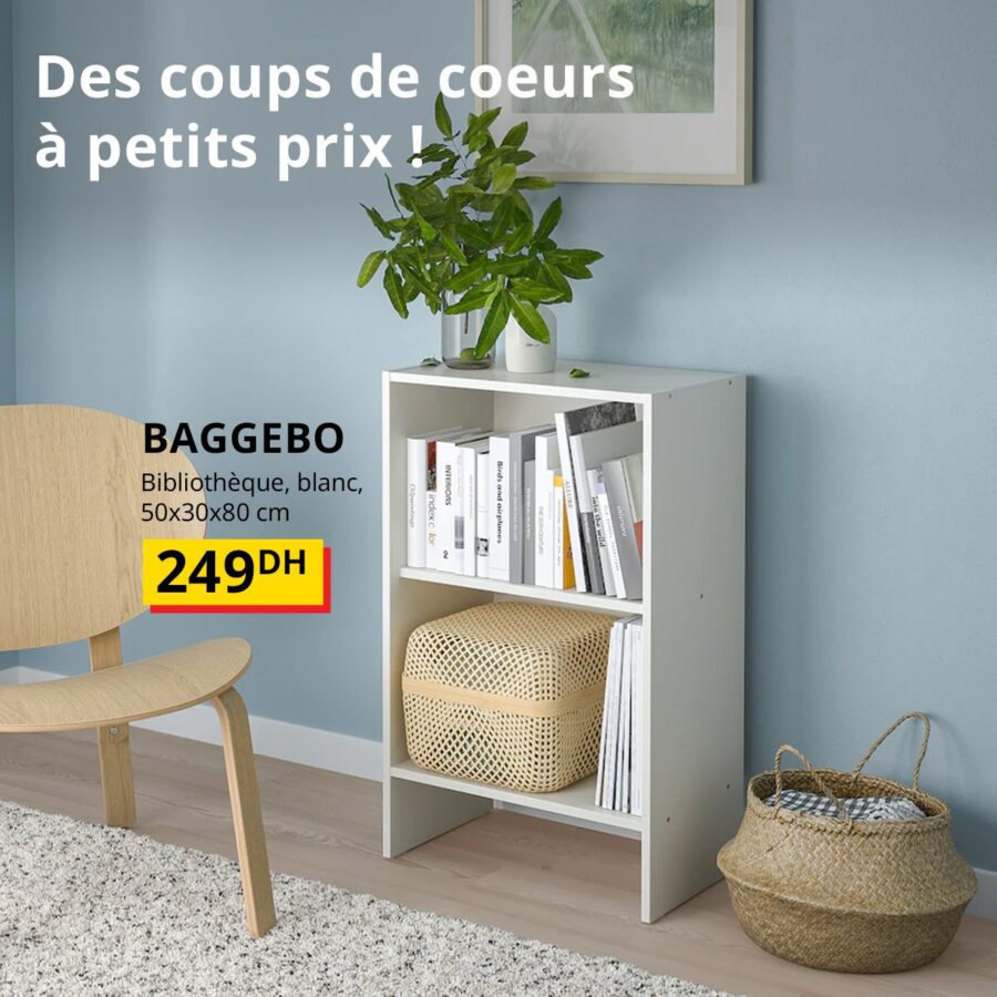 Offre Spécial Ikea Maroc Bibliothèque blanche 50x30x80cm BAGGEBO à 249Dhs