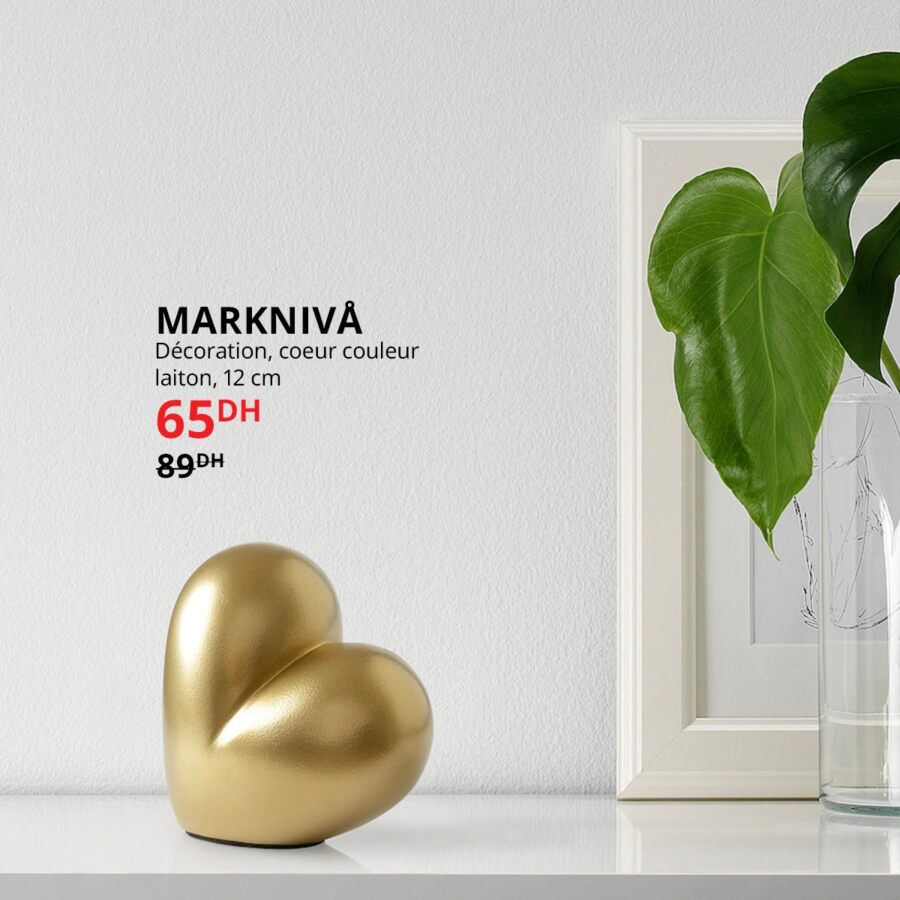 Soldes Ikea Maroc Décoration cœur laiton 12cm MARKNIVA 65Dhs au lieu de 89Dhs