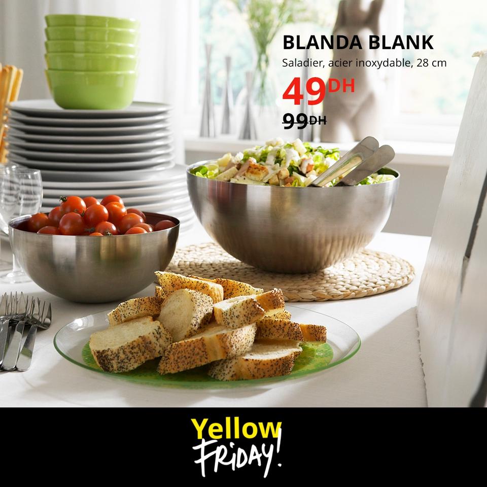 Yellow Friday chez Ikea Maroc Saladier BLANDA BLANCK 49Dhs au lieu de 99Dhs