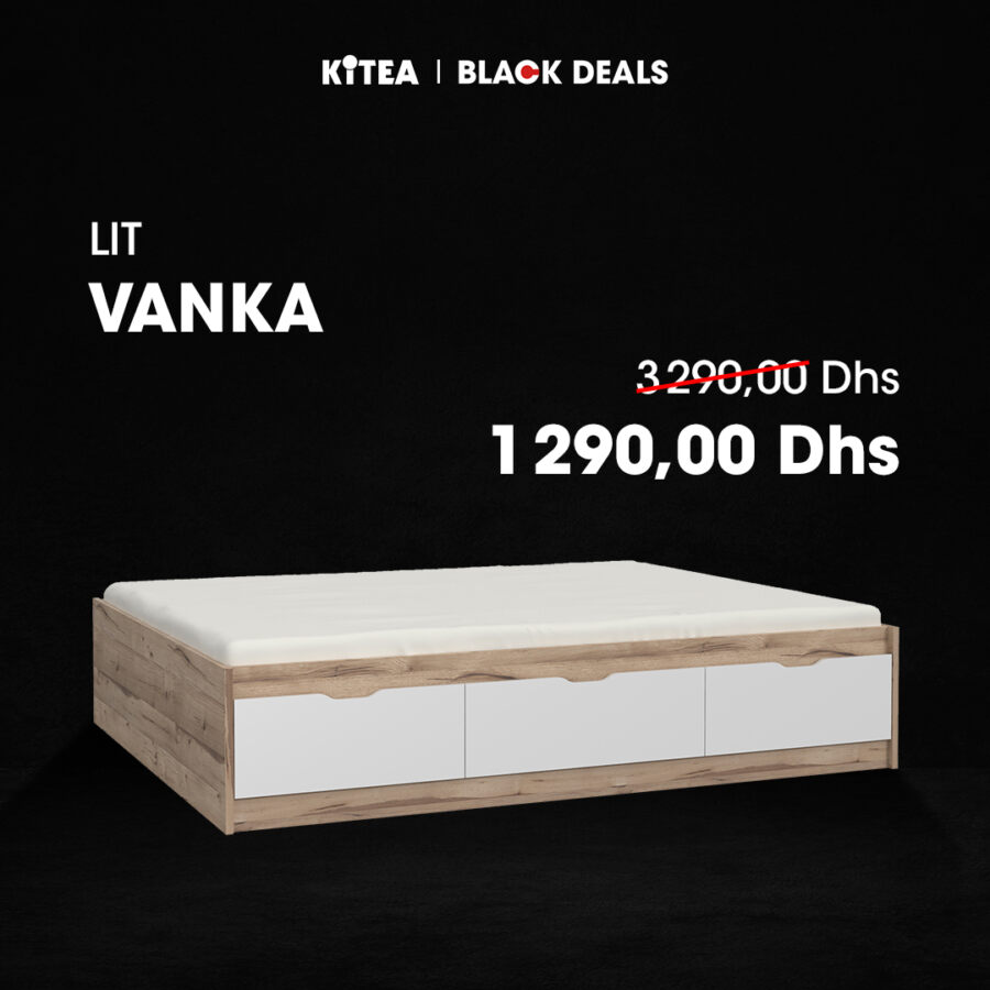 Soldes Black Friday chez Kitea Lit 160x200 VANKA 1290Dhs au lieu de 3290Dhs