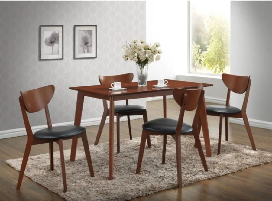 Soldes Kitea SET TABLE + 4 CHAISES STANFORD MARRON 3590Dhs au lieu de 4990Dhs