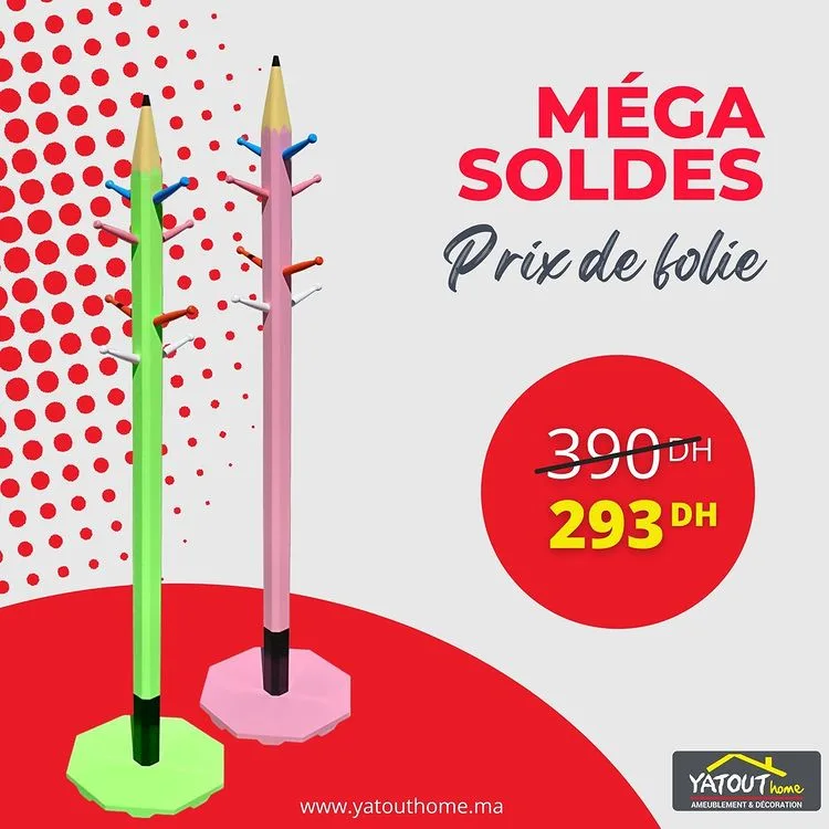 Méga Soldes chez Yatout Home Porte manteau divers coloris 293Dhs au lieu de 390Dhs