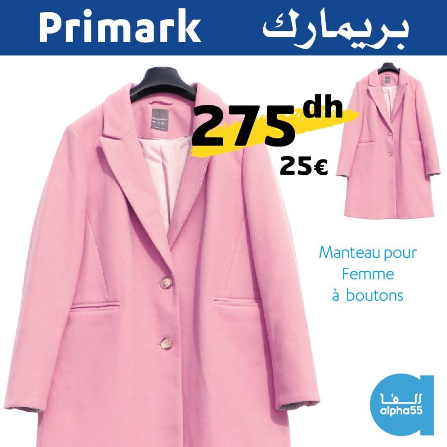 Offre d’hiver chez Alpha55 Manteau pour femme à bouton à 275Dhs