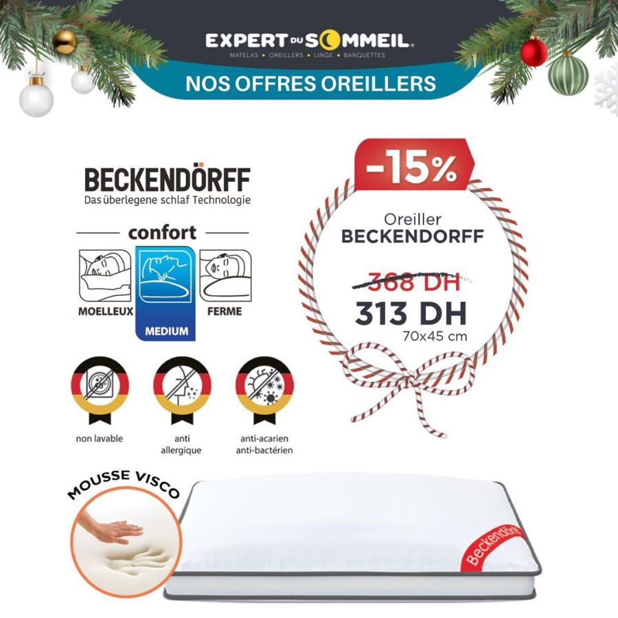 Soldes Expert du sommeil Oreiller 70x45cml BECKENDORFF 313Dhs au lieu de 368Dhs