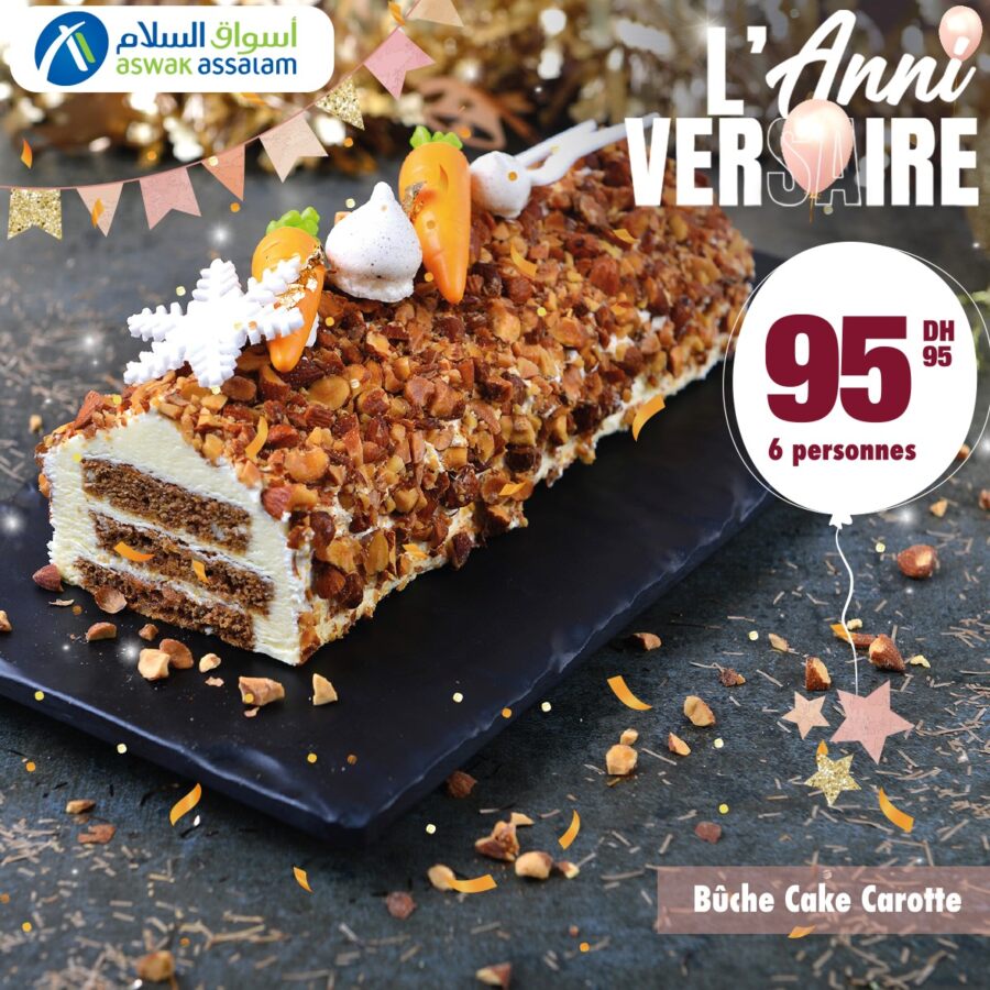 Les offres de l'anniversaire chez Aswak Assalam Spécial Bûche à 95.95Dhs