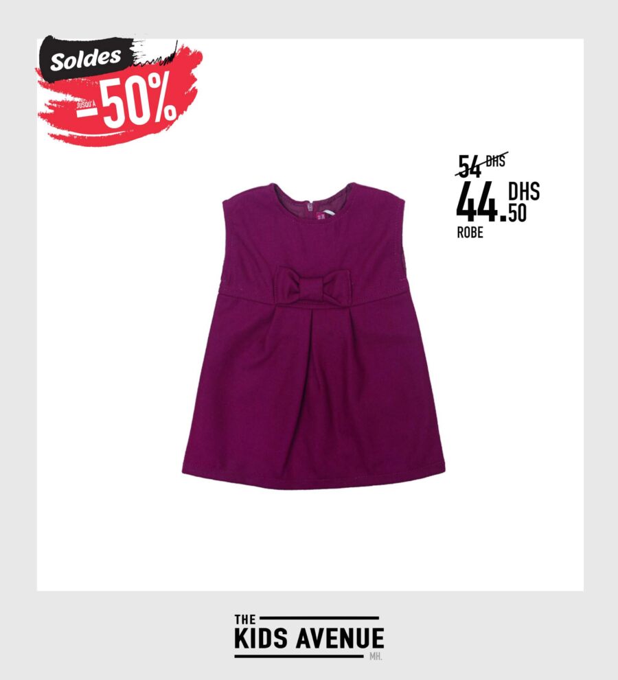 Soldes Kids Avenue MH Robe pour fille 44.5Dhs au lieu de 54Dhs