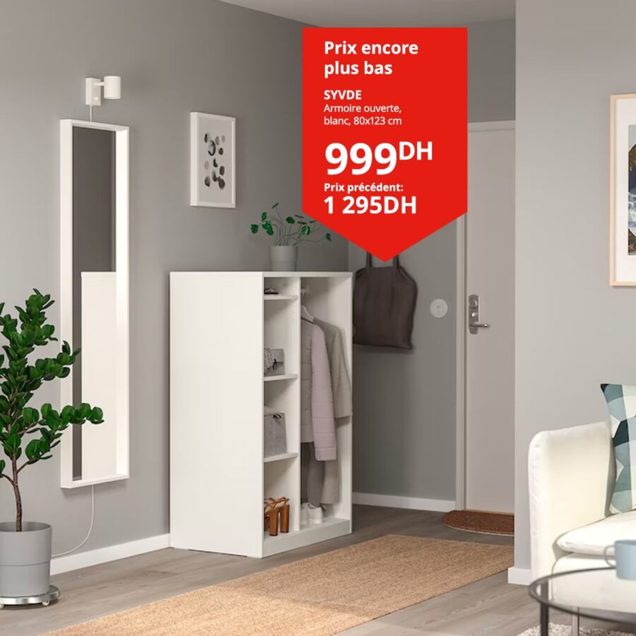 Soldes Ikea Maroc Armoire ouverte blanche SVYDE 999Dhs