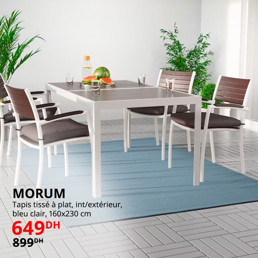 Soldes Ikea Maroc Tapis tissé à plat 160x230cm MORUM 649Dhs au lieu de 899Dhs