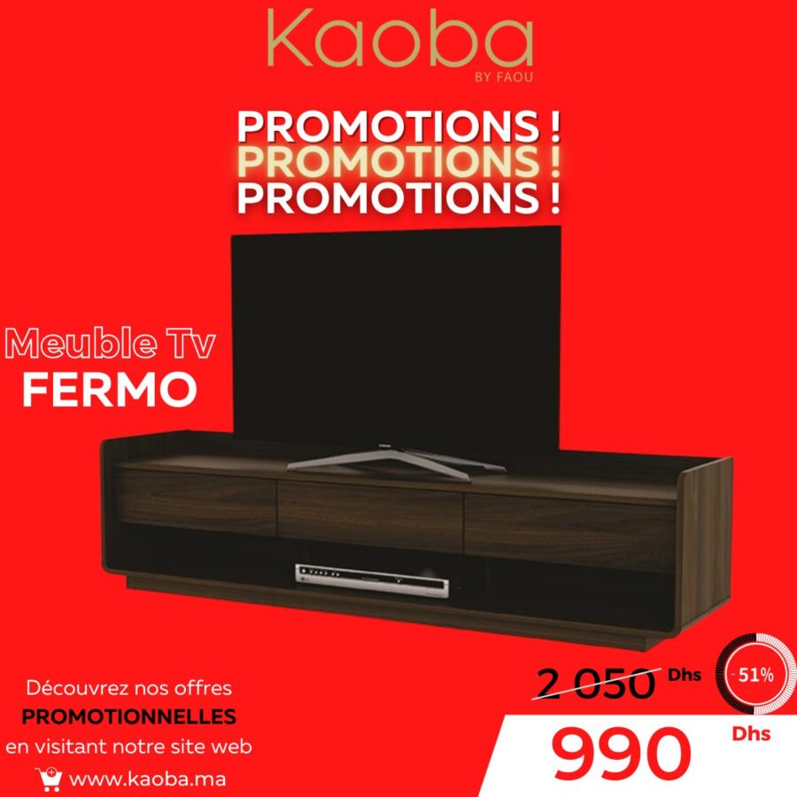 Soldes Kaoba Ameublement meuble TV FERMO 990Dhs au lieu de 2050Dhs