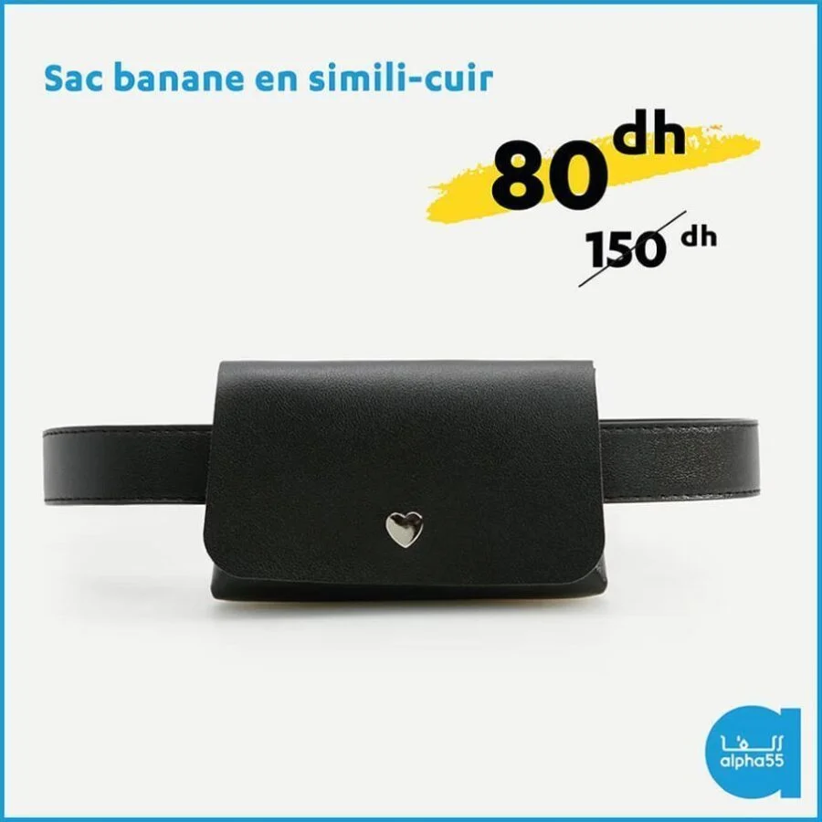 Offres عروض العيد Alpha55 Sac banane en similicuir pour fille 80Dhs au lieu de 150Dhs 