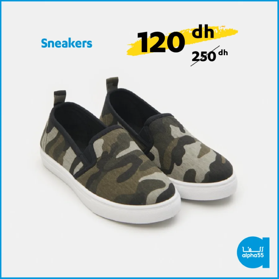 Offre de l’Aid عروض العيد Alpha55 Sneakers pour garçon 120Dhs au lieu de 250Dhs 