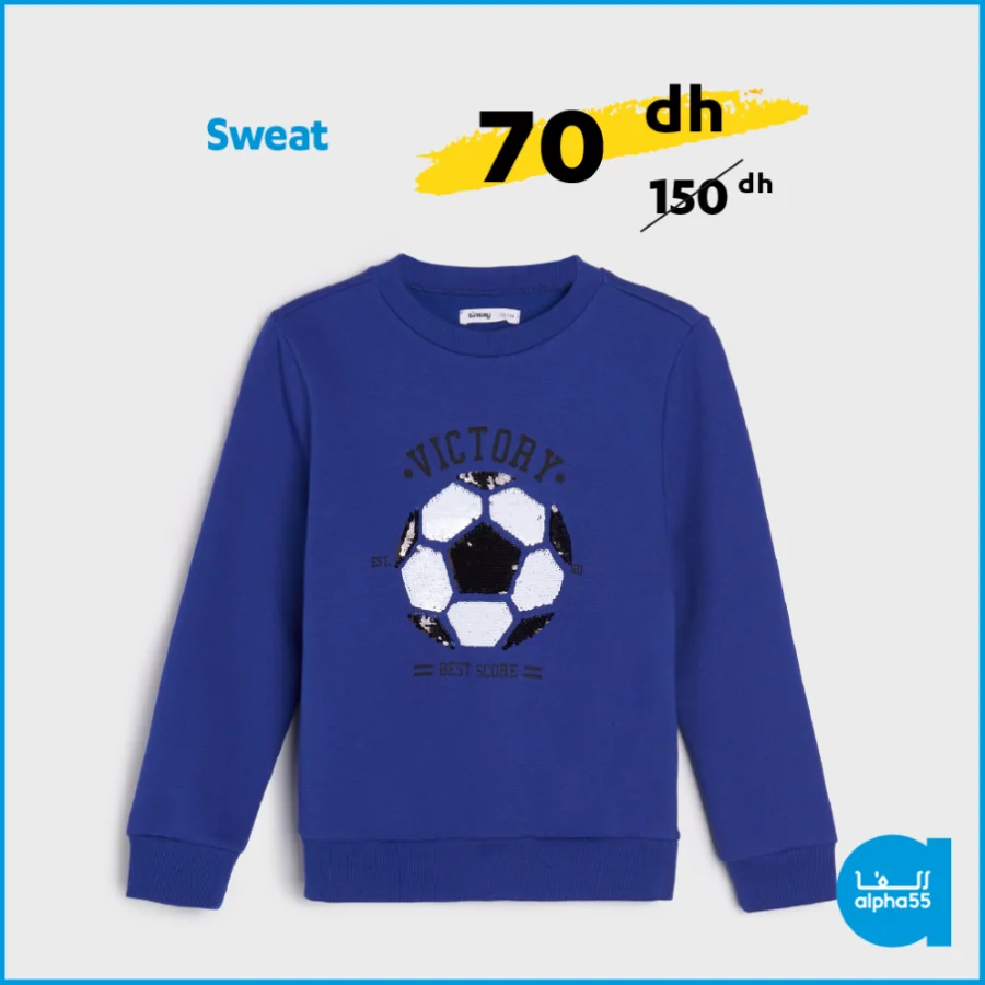 Offres عروض العيد Alpha55 Sweat pour garçon 70Dhs au lieu de 150Dhs