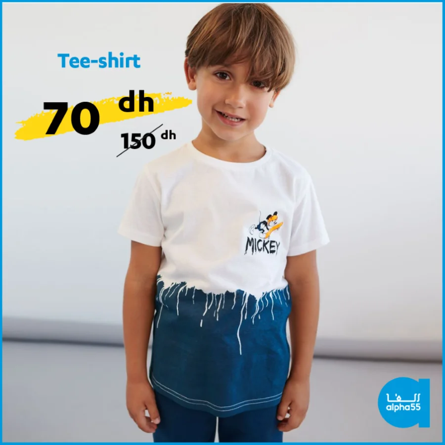 Offres عروض العيد Alpha55 T-shirt pour garçon 70Dhs au lieu de 150Dhs