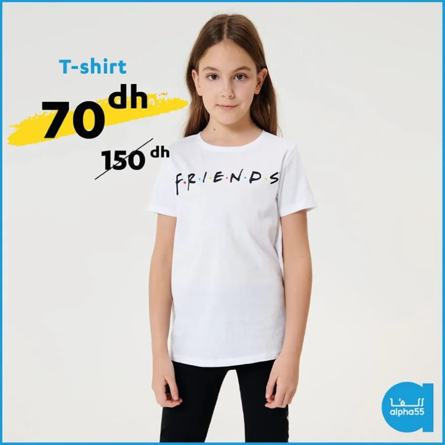 Offre de l'Aid عروض العيد Alpha55 T-shirt pour fille 70Dhs au lieu de 150Dhs