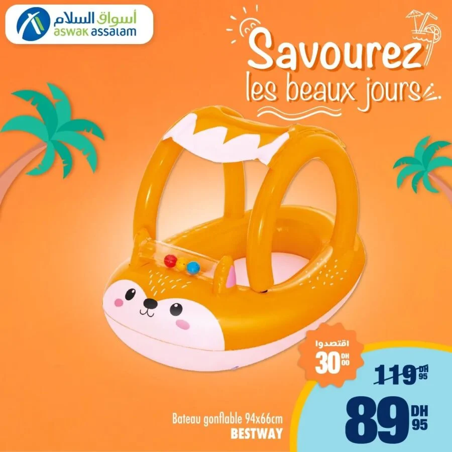 Soldes Aswak Assalam Bateau gonflable pour bébé BESTWAY 89Dhs au lieu de 119Dhs