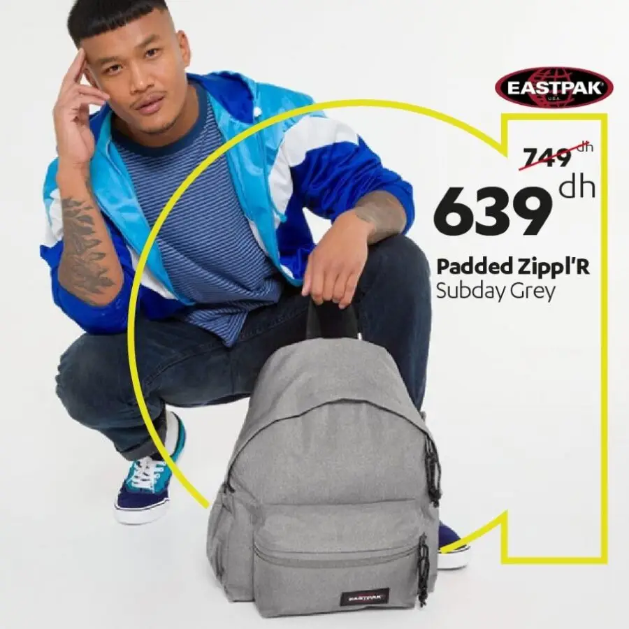 Offres Rentrée Scolaire Alpha55 Padded Zippl'R Subday grey EASTPAK 639Dhs au lieu de 749Dhs