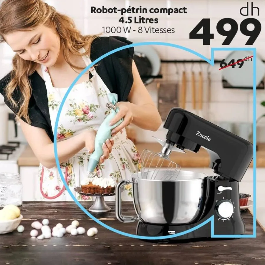 Robot-pétrin compact 4.5 litres 8 vitesses