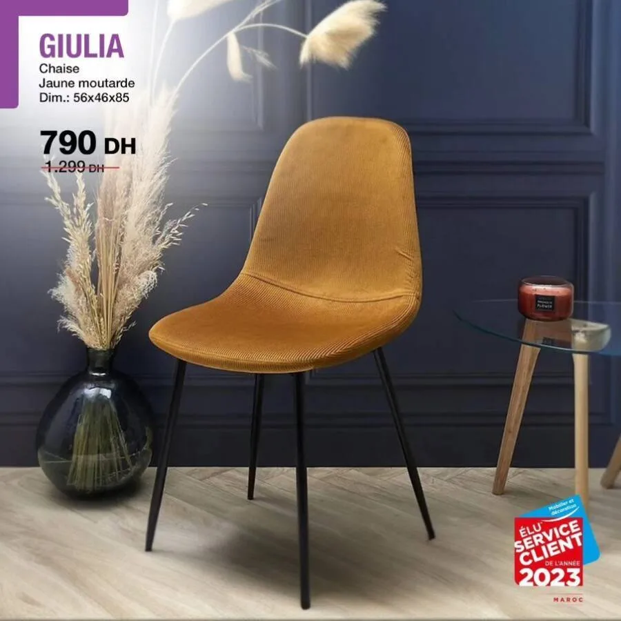 Chaise couleur jaune moutard GIULIA