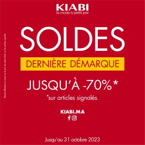 Dernière démarque des soldes chez Kiabi des réductions allant jusqu'à -70%