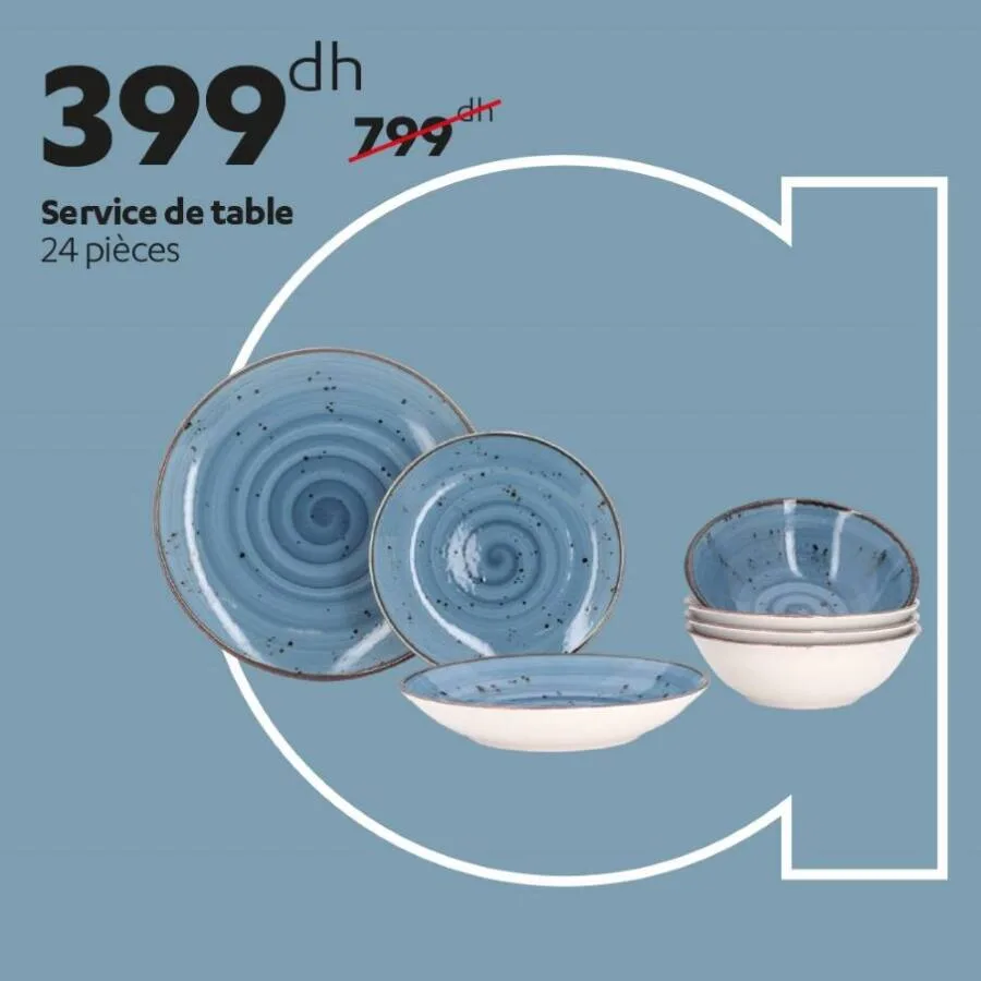 Service de table nuance de bleu 24 pièces