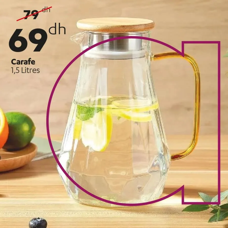 Carafé en verre 1.5 litres