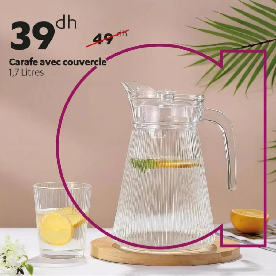 Carafe avec couvercle 1.7 litres