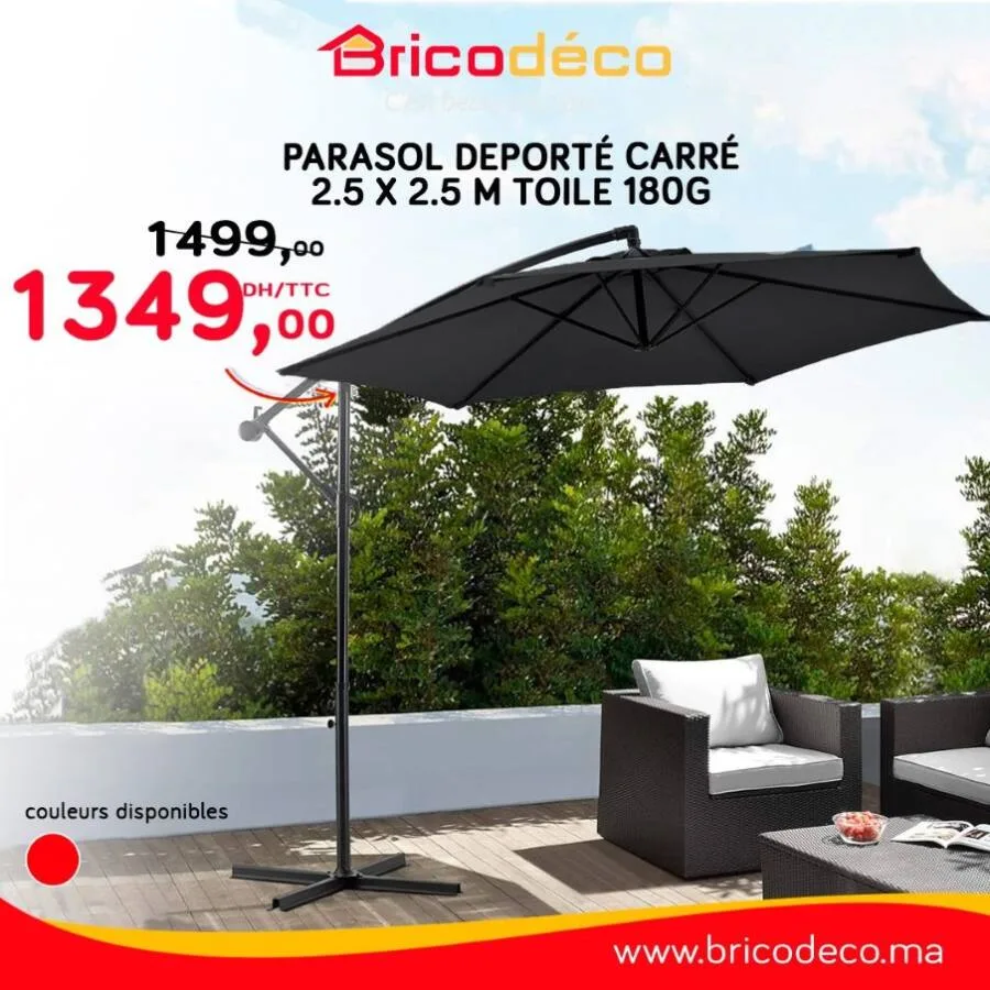 Parasol déporté carré 2.5x2.5m