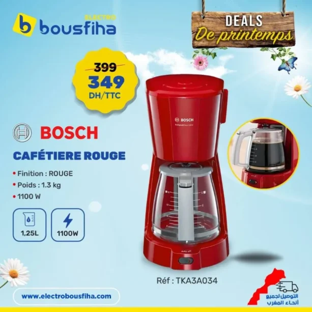 Cafetière rouge 1.25L BOSCH