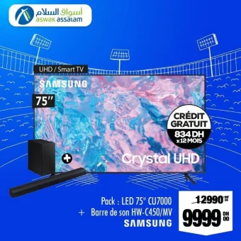 Smart TV 4K UHD 75 pouces SAMSUNG + barre de son