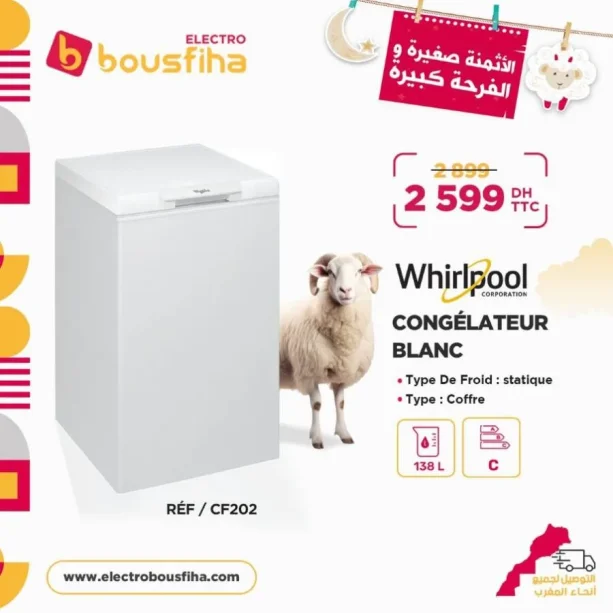 Congélateur blanc 138 litres WHIRLPOOL