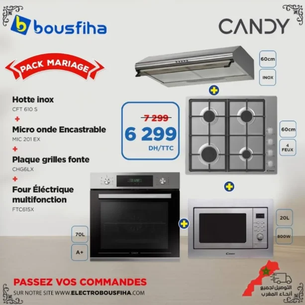 Hotte + micro onde + plaque grille + four CANDY