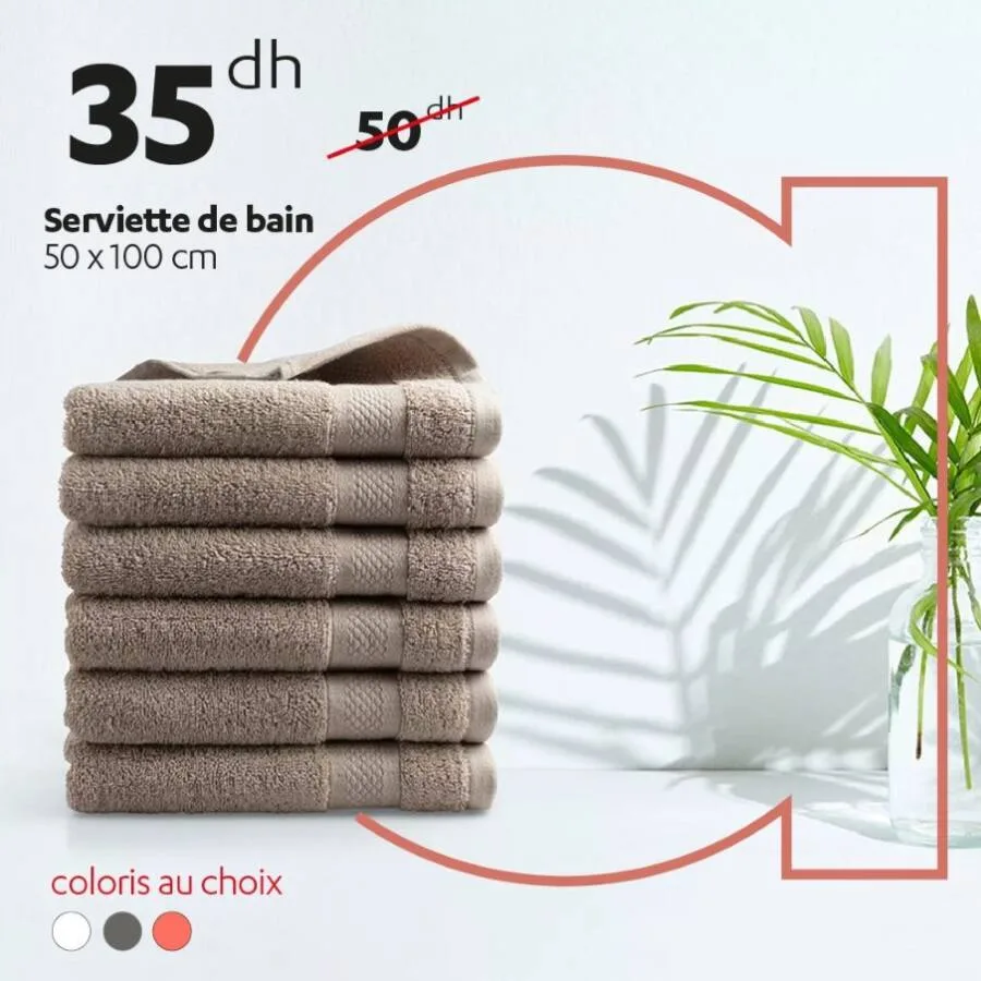 Serviette de bain coloris au choix 50x100cm