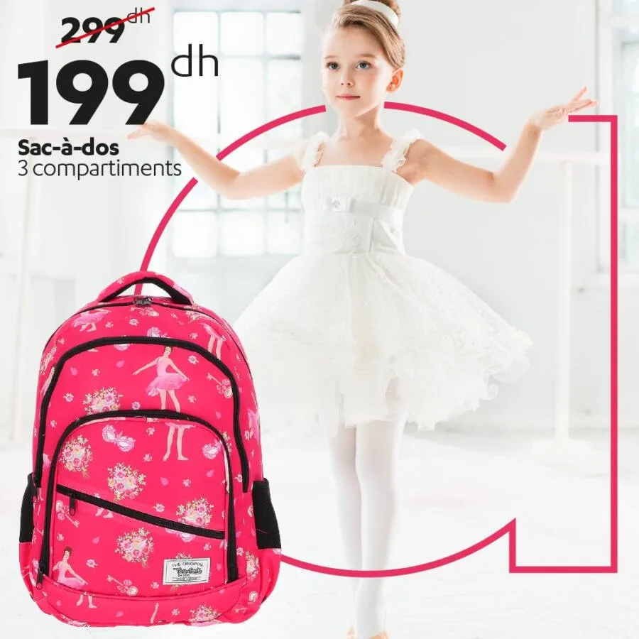 Sac à dos 3 compartiments pour filles