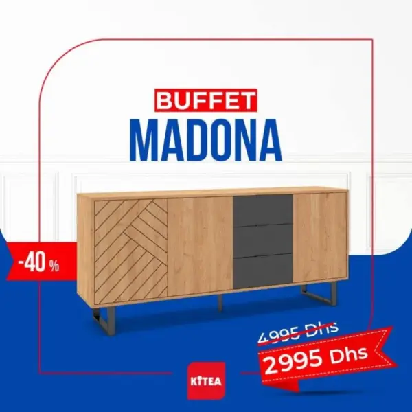 Buffet Chêne/Noir 180cm MADONA