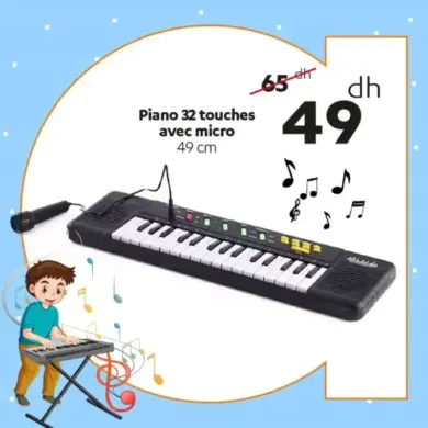 Piano 32 touches avec micro 49cm